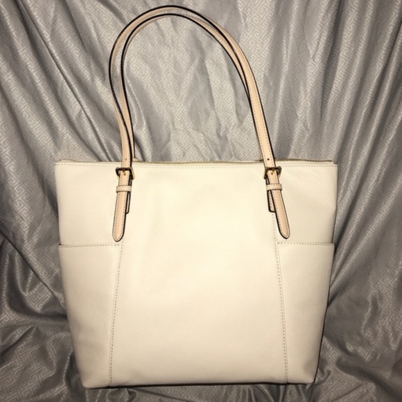 Michael Kors E/W Top Zip Leather Ecru Tote Bag - Picture 6 of 6